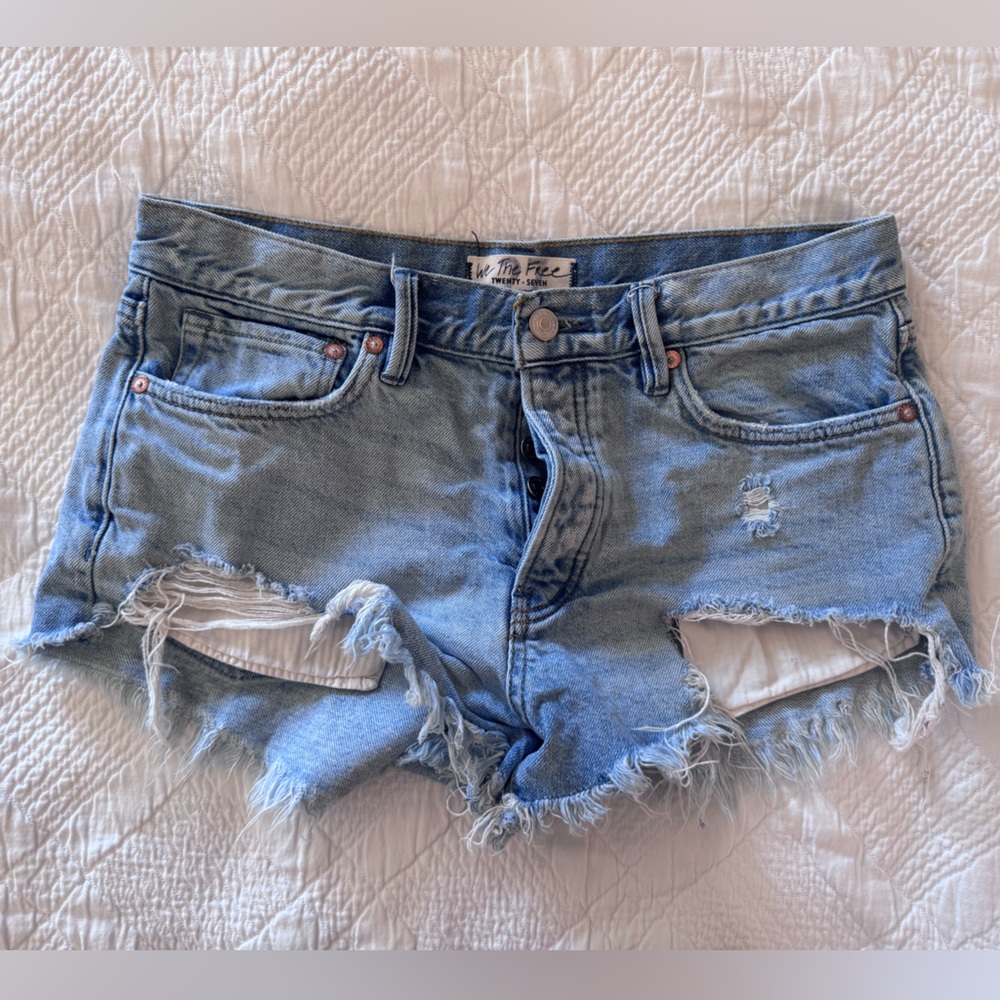 We The Free Light Blue Distressed Jean Shorts 27